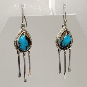 Turquoise and Silver Dangle Earrings